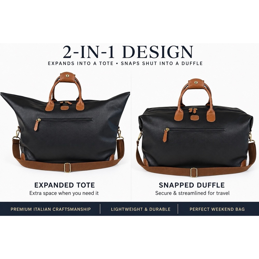 BRIC'S Milano X-Collection Large Weekender Duffel Bag Carry On Blk Travel Italy
